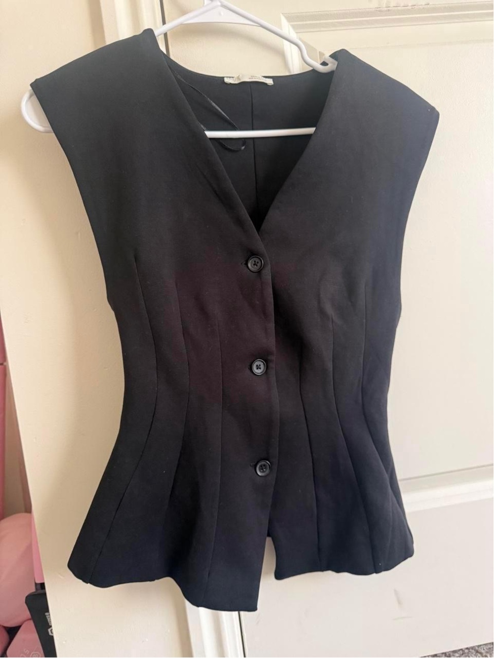 Sleeveless Black Women's Button-Front Vest